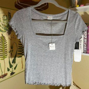 Essentials by Poof Grey Square neck shirt